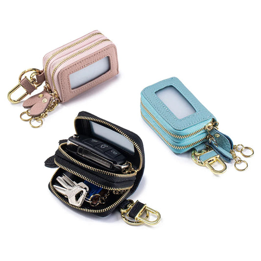 Schlüssel-Etui mit zwei Reißverschlüssen und Karabiner